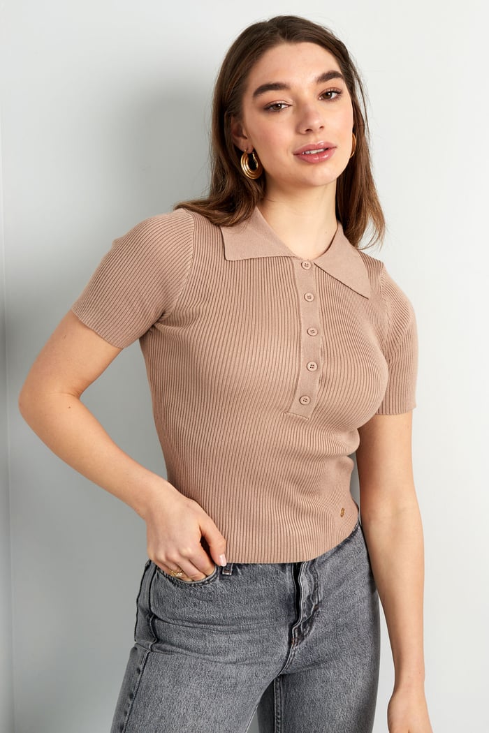 Basic-Poloshirt mit halber Knopfleiste, klein/mittelgroß – Weiß Bild2