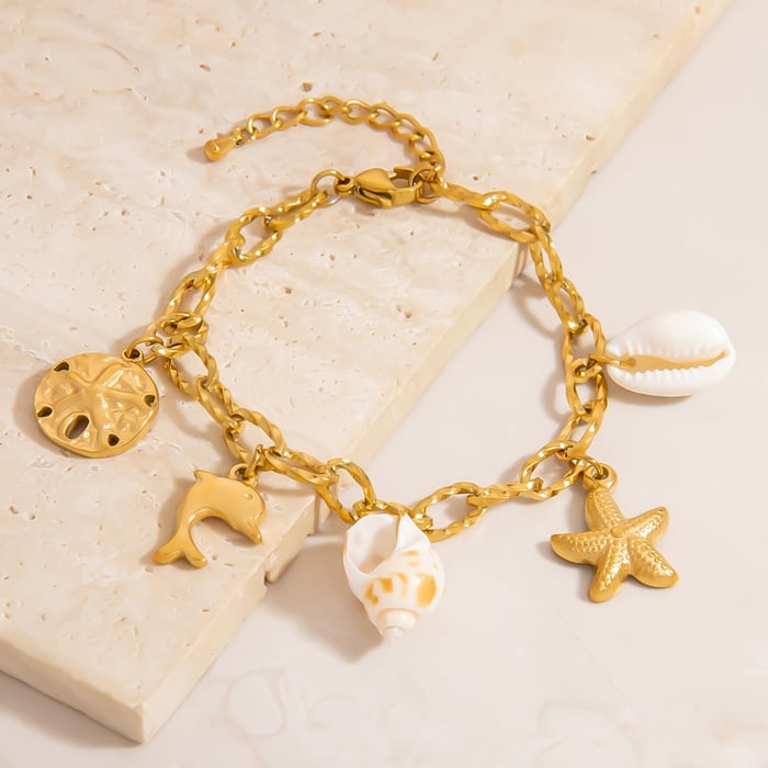 1 Piece OCeanic Stainless Steel Gold Color Charm Bracelet h5Picture5