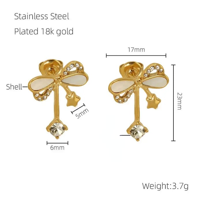 Ohrstecker aus Edelstahl mit Schleife und goldfarbenem Knoten h5Bild2