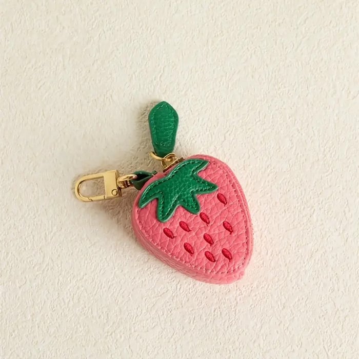 Cute Strawberry Shaped Mini Coin Purse for Bag Charms h5Picture3