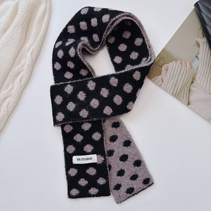 1 Piece Color-blocking Polka Dots Knitted Scarf h5Picture4