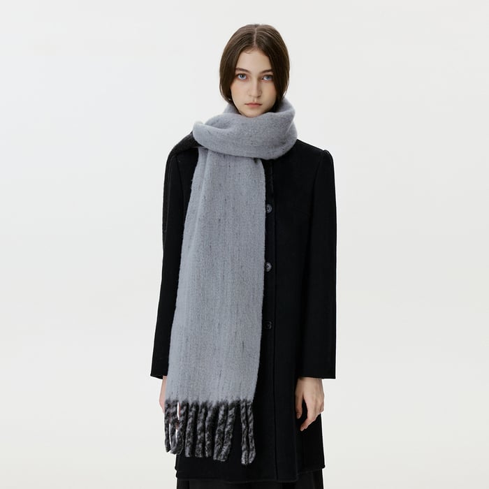 1 Piece Wool & Polyester Tassel Color-blocked Winter Scarf h5Picture2
