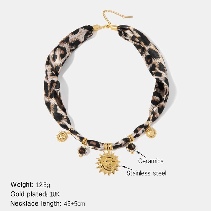 Sun Stainless Steel Gold Color Pendant Necklace