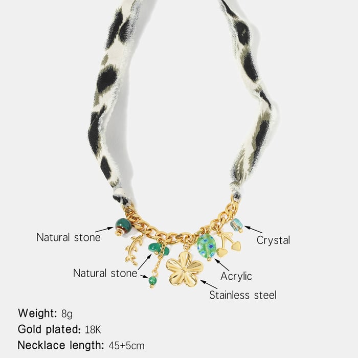 Flower Cherry Stainless Steel  Gold Color  Pendant Necklace