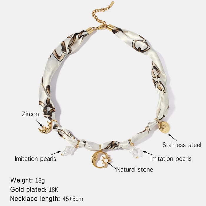 Moon Stainless Steel  Gold Color Pendant Necklace