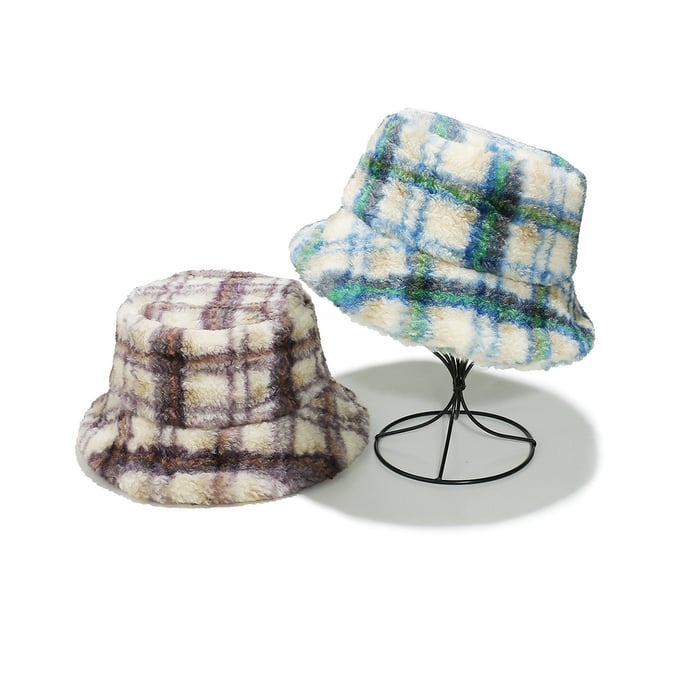 1 Piece Casual Plaid Plush Fisherman's Hat h5Picture2