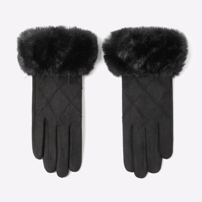1 Pair Elegant Suede Plush Winter Gloves