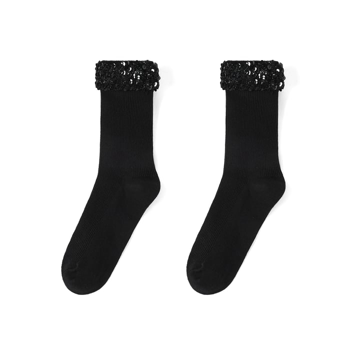 1 Piece Light Luxury Sequin Knitted Women's Mid - calf Socks