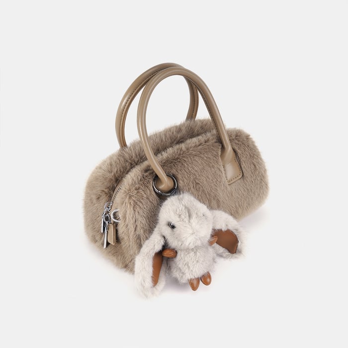 1 Piece  Sweet Cute Furry Rabbit  Solid Color Women's Handbags h5Picture2