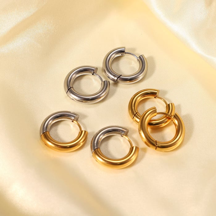 1 Pair Classic Stainless Steel Hoop Earrings h5Picture5