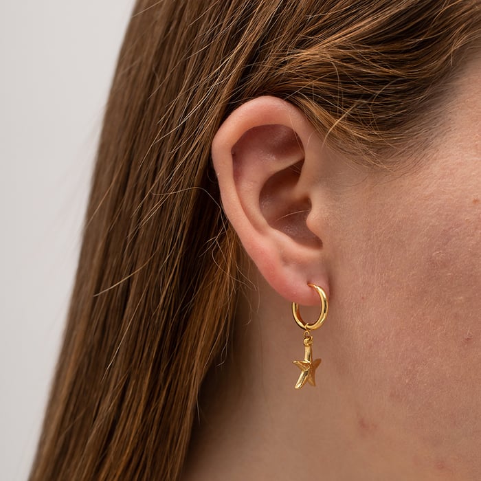 french retro  style  gold stainless steel starfish pendant earrings fashionable women's versatile titanium steel non-fading earrings h5Picture5