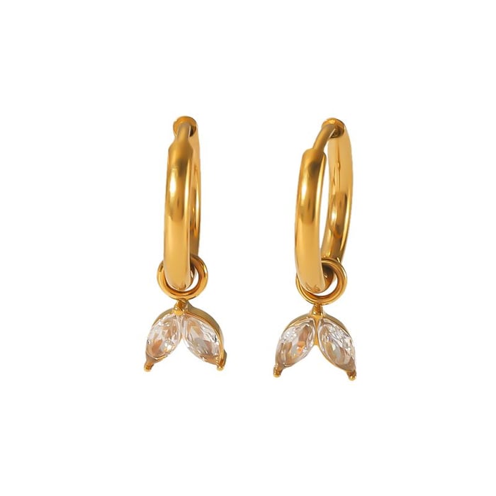 1 Paar exquisite und modische geometrische Ohrringe mit rechteckigem Zirkonia-Anhänger aus 18 Karat vergoldetem Edelstahl für Damenschmuck zum täglichen Tragen h5Bild5