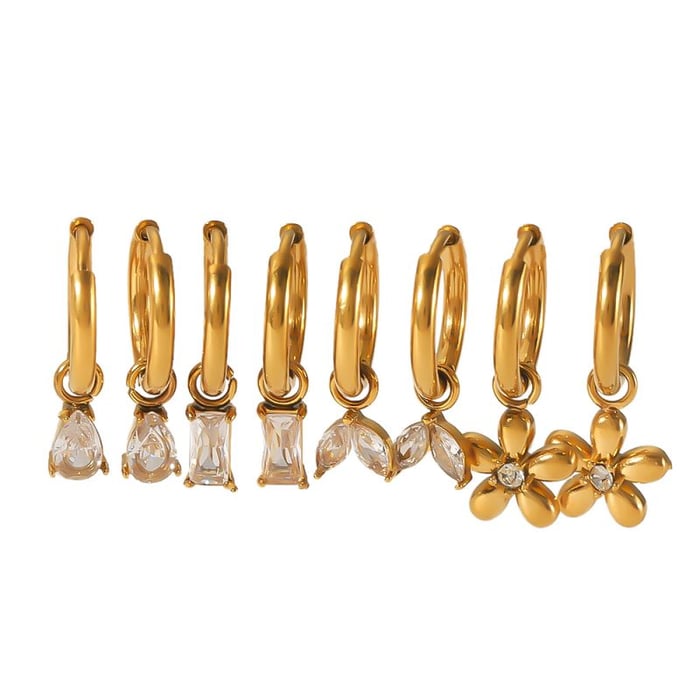 1 Paar exquisite und modische geometrische Ohrringe mit rechteckigem Zirkonia-Anhänger aus 18 Karat vergoldetem Edelstahl für Damenschmuck zum täglichen Tragen h5Bild4