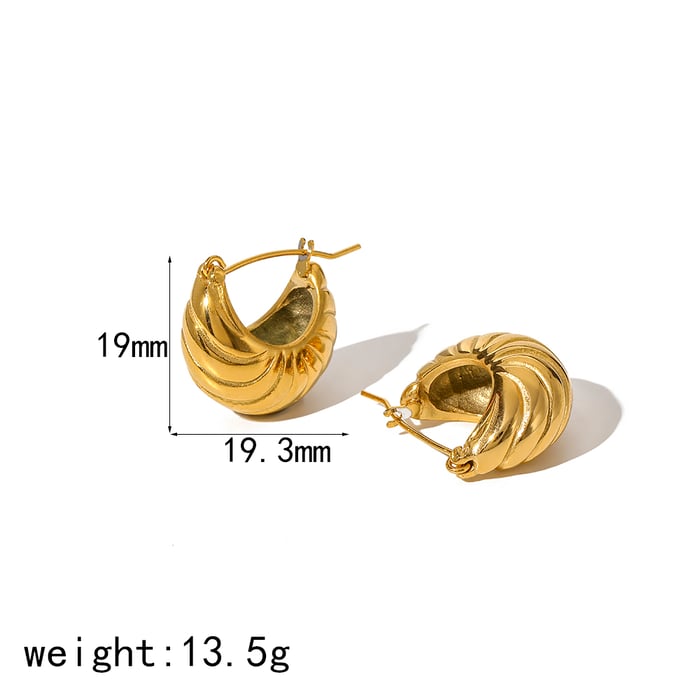 1 pair of classic  gold plated stainless steel thread hoop earrings for women for daily wear h5Picture5