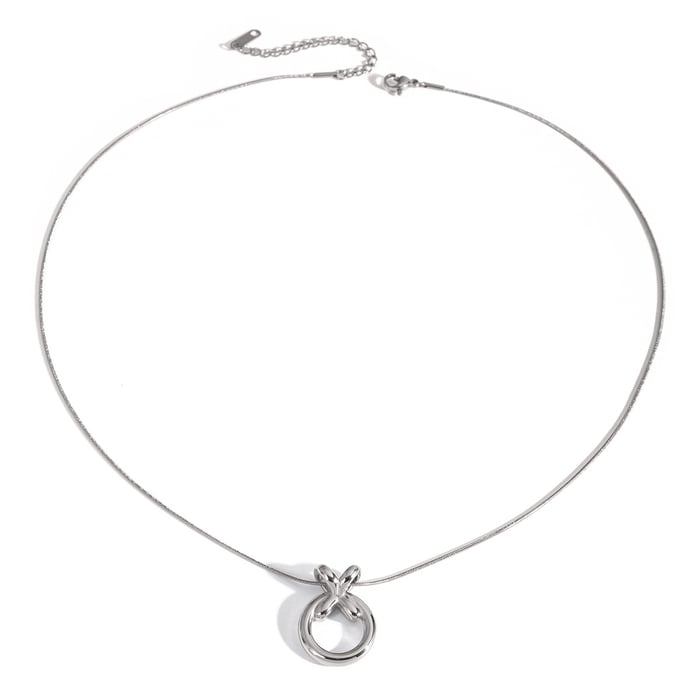 unique design  gold stainless steel/xo integrated pendant necklace  cold style circle titanium steel necklace h5Picture5