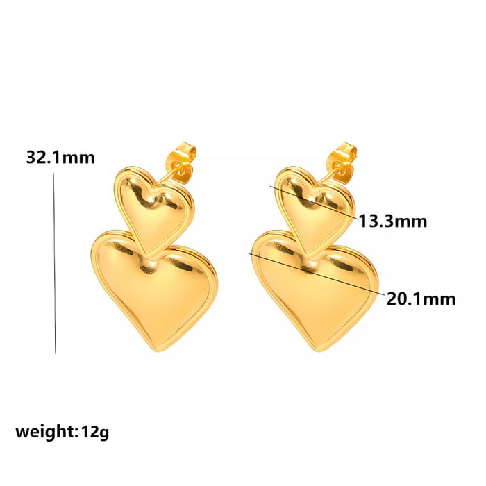 1 pair of elegant and fashionable  gold-plated stainless steel colorful oil drop love pendant earrings for women's jewelry for daily wear h5Picture6