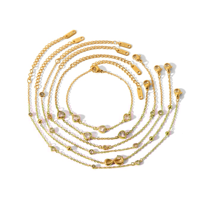 1 piece of exquisite and fashionable  gold-plated stainless steel zircon heart number anklet for women for daily wear Picture5