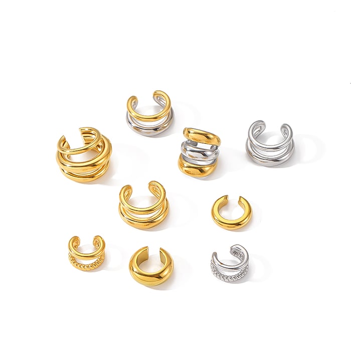1 pair simple series casual geometric stainless steel  gold plated women clip-on earrings h5Picture5