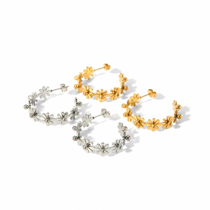 1 pair simple series sweet geometric stainless steel  gold plated women stud earrings h5Picture5