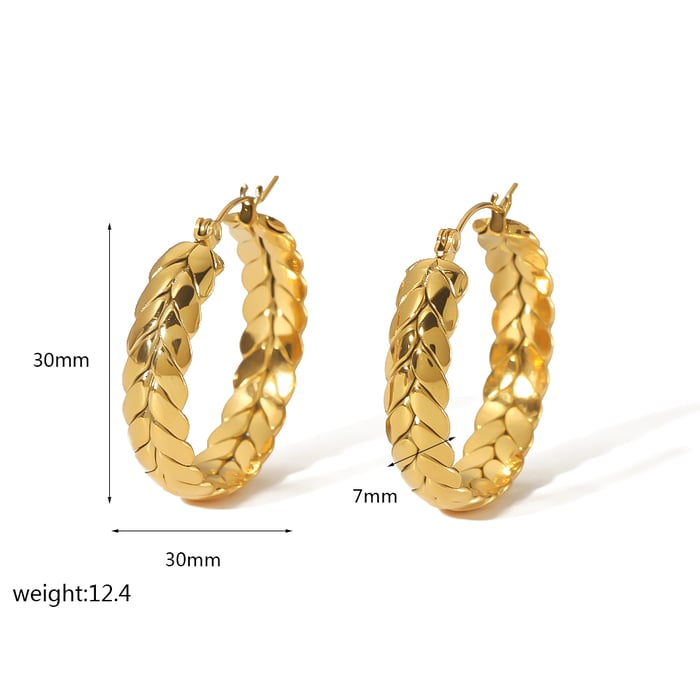 1 pair daily geometric stainless steel  gold plated women hoop earrings Picture3