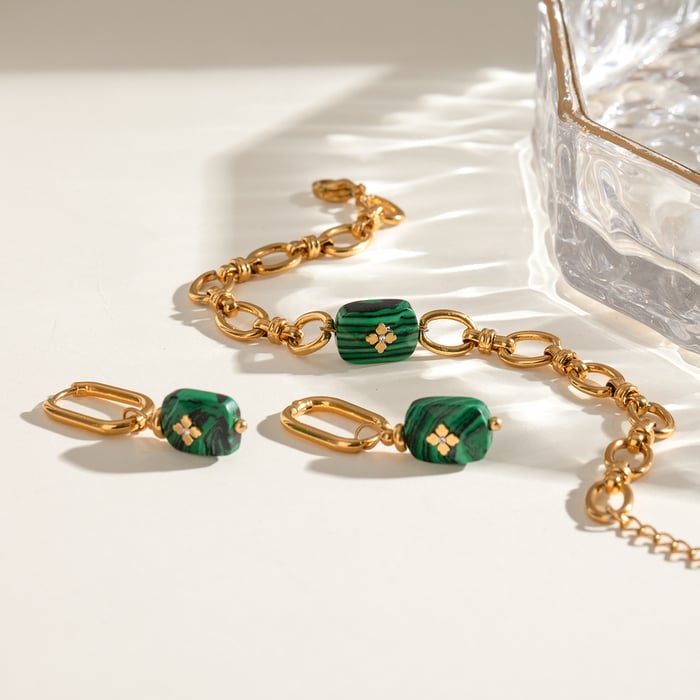 1 stück ethnische serie elegante geometrische edelstahl vergoldet damen charm armbänder h5Bild3