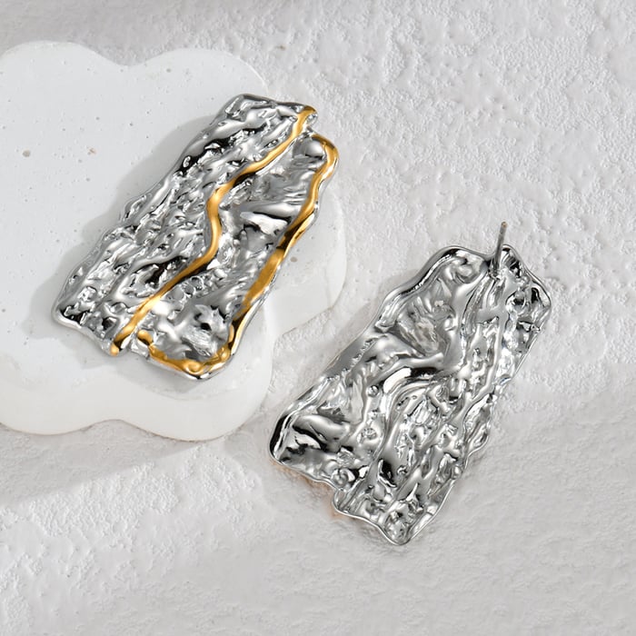 1 Paar einfache Serie lässig geometrische Edelstahl 18 Karat vergoldet Frauen Ohrstecker h5Bild4