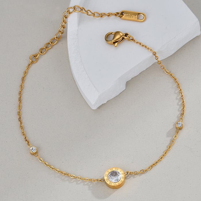 1 Stück Simple Series Casual Geometric Edelstahl 18 Karat vergoldet Unisex Charm Armbänder h5Bild2