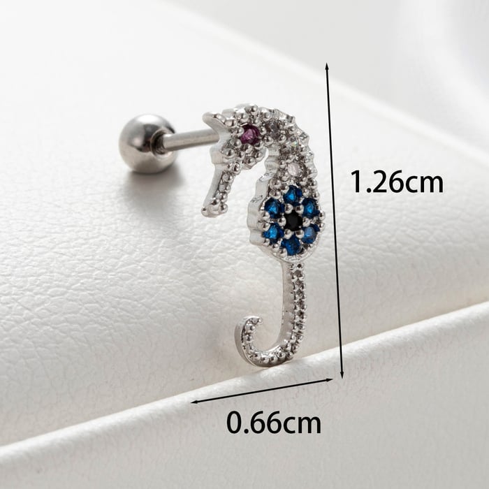 1 Piece Simple Series Classic Animal Titanium Steel No Plating Material Zircon Women Stud Earrings h5Picture5