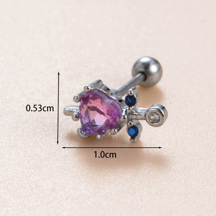 1 Piece Simple Series Classic Heart Titanium Steel No Plating Material Zircon Women Stud Earrings h5Picture5