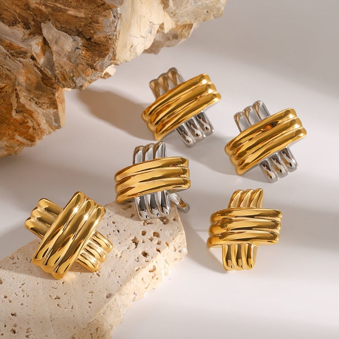 1 pair simple series daily letter stainless steel  gold plated women stud earrings h5Picture3