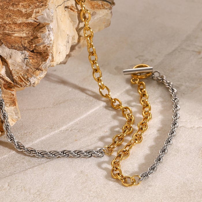 1 piece simple series daily geometric stainless steel  gold plated women chain necklaces h5Picture3