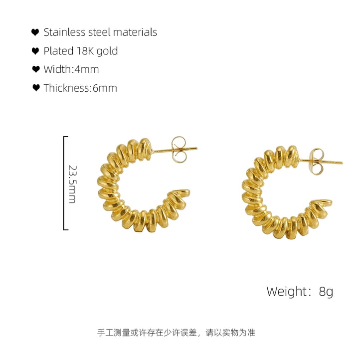1 Paar Simple Series Simple Twist Edelstahl 18 Karat vergoldete Damen-Ohrstecker h5Bild7