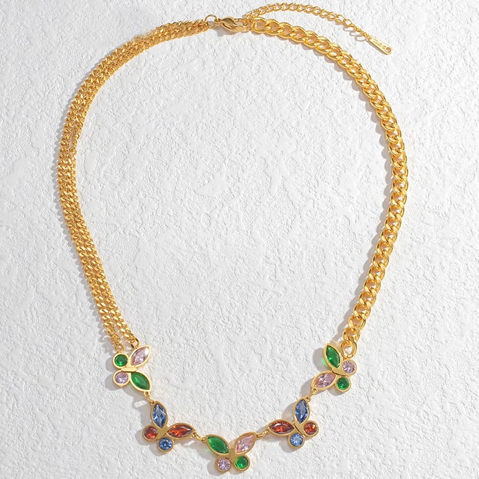 1 Stück Romantische Serie Elegante Tier Edelstahl 18 Karat vergoldet Zirkon Damen Anhänger Halsketten h5Bild2