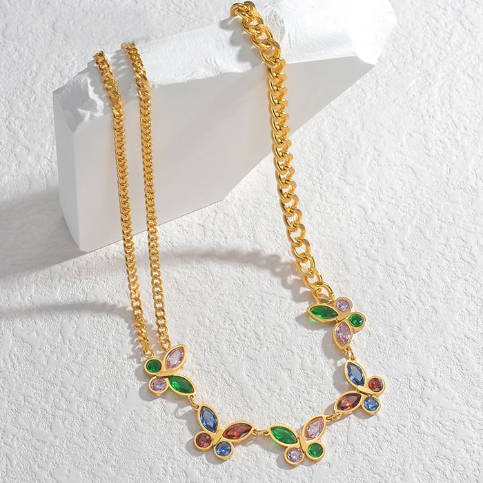 1 Stück Romantische Serie Elegante Tier Edelstahl 18 Karat vergoldet Zirkon Damen Anhänger Halsketten h5Bild3