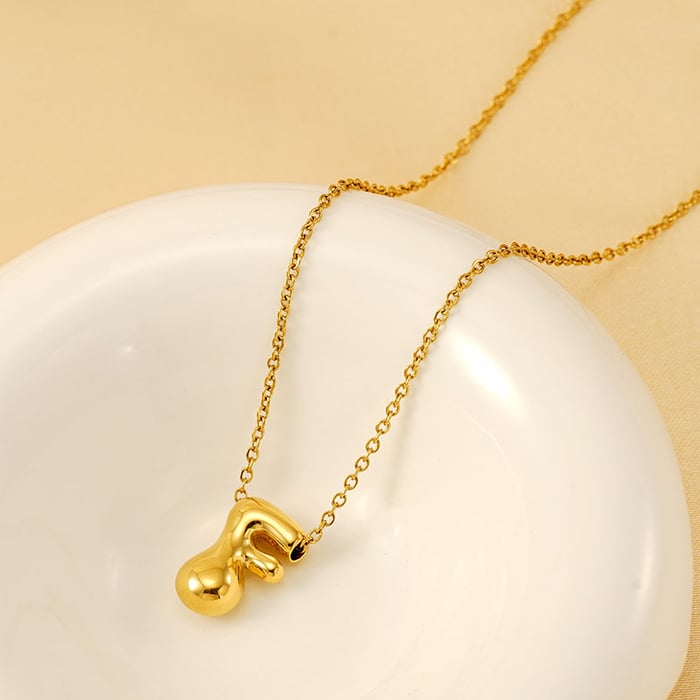 1 Stück Simple Series Daily Letter Titanstahl 18 Karat vergoldete Unisex-Anhängerketten Bild5