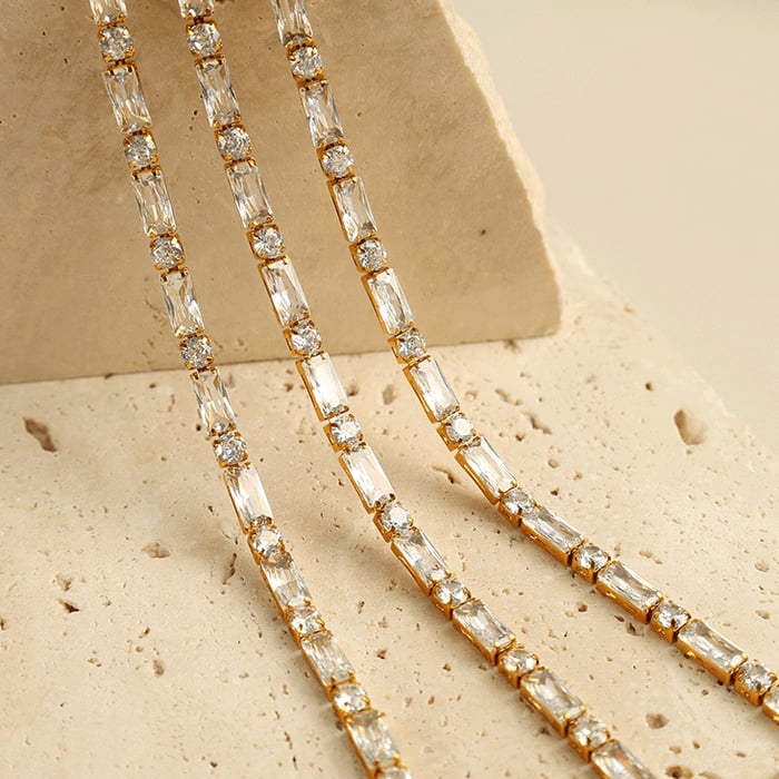 1 piece luxurious series simple geometric stainless steel  gold plated zircon women chain bracelets Picture4