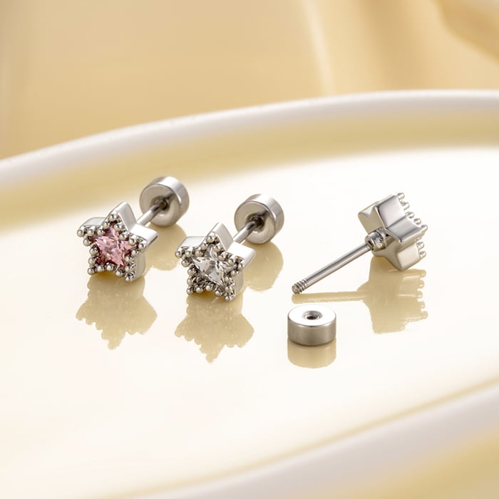 1 Piece Simple Series Classic Geometric Titanium Steel No Plating Material Zircon Women Stud Earrings h5Picture7