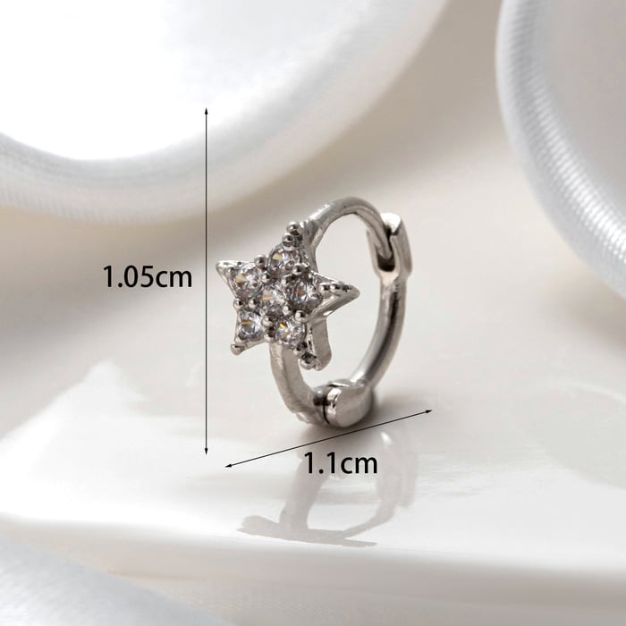 1 Piece Simple Series Classic Sun/Moon Copper No Plating Material Zircon Women Hoop Earrings h5Picture4