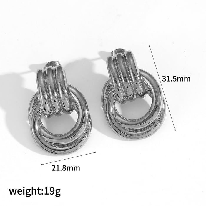 1 pair simple series daily stainless steel  gold plated women stud earrings h5Picture7