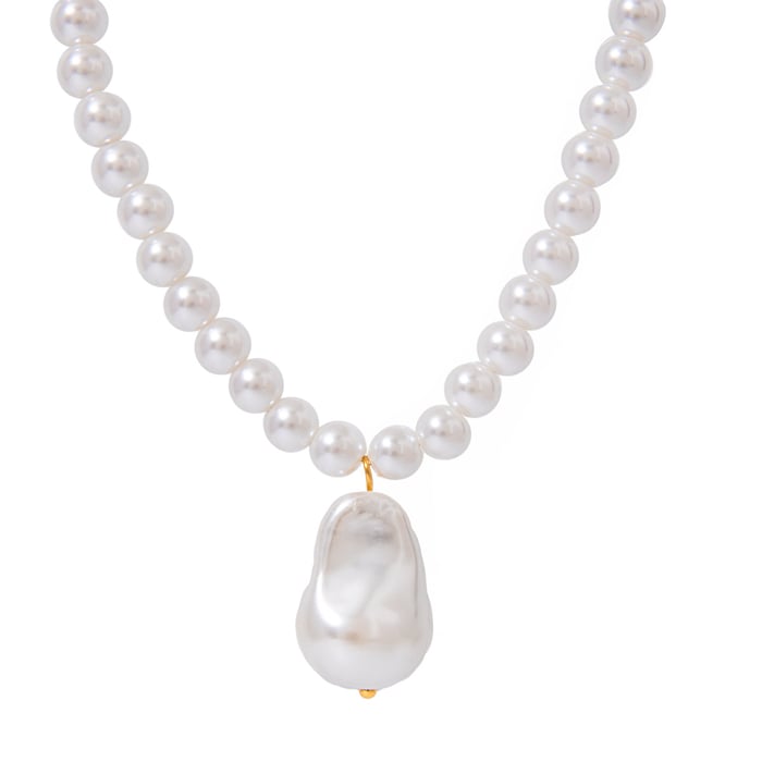 1 piece simple series retro beads stainless steel  gold plated artificial pearl women pendant necklaces h5Picture7