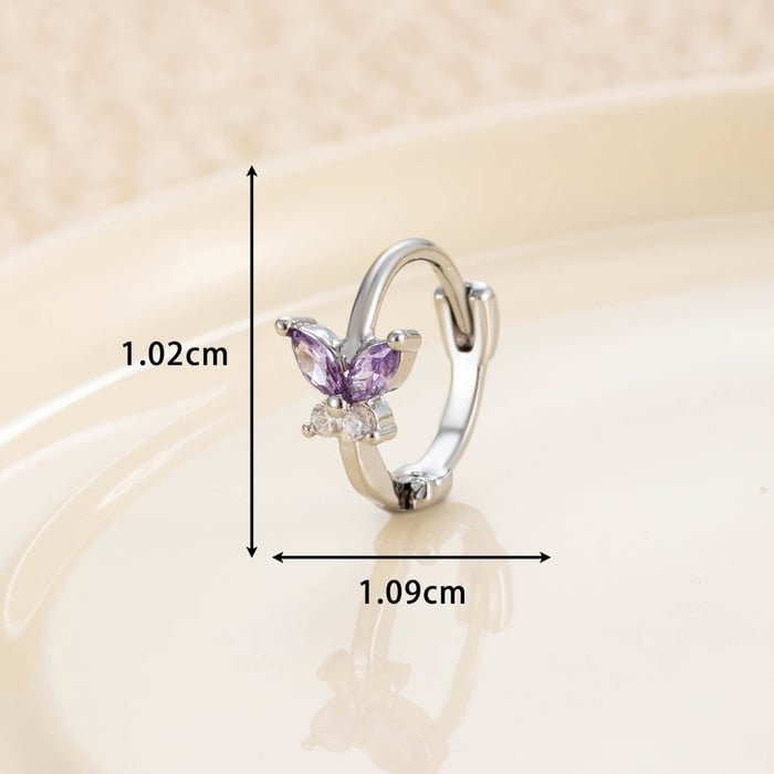 1 Piece Simple Series Classic Animal Copper No Plating Material Zircon Women Hoop Earrings h5Picture6