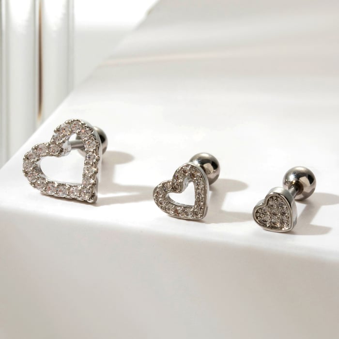 1 Piece Simple Series Classic Heart Titanium Steel No Plating Material Zircon Women Stud Earrings Picture3