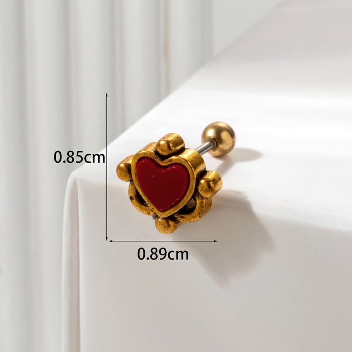 1 Piece Simple Series Classic Heart Titanium Steel No Plating Material Zircon Women Stud Earrings Picture6