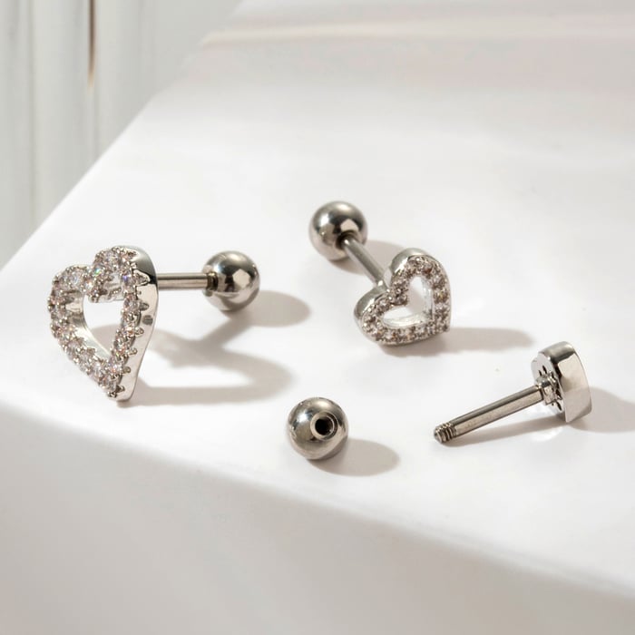 1 Piece Simple Series Classic Heart Titanium Steel No Plating Material Zircon Women Stud Earrings Picture7