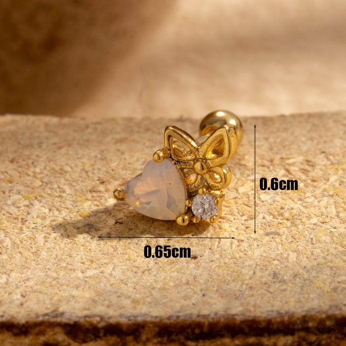1 pieza de pendientes de botón de acero de titanio con diseño de flor clásica de serie simple, sin chapado, con circonitas para mujer Imagen5