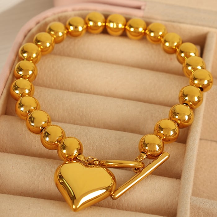 1 piece simple series simple heart stainless steel  gold plated women charm bracelets h5Picture5