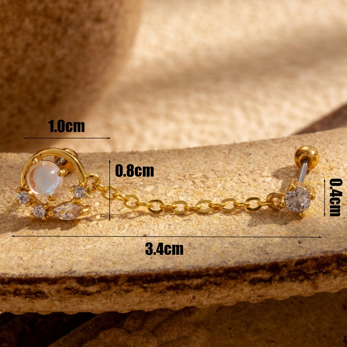 1 pieza de pendientes de botón de acero de titanio con diseño de flor clásica de serie simple, sin chapado, con circonitas para mujer Imagen4