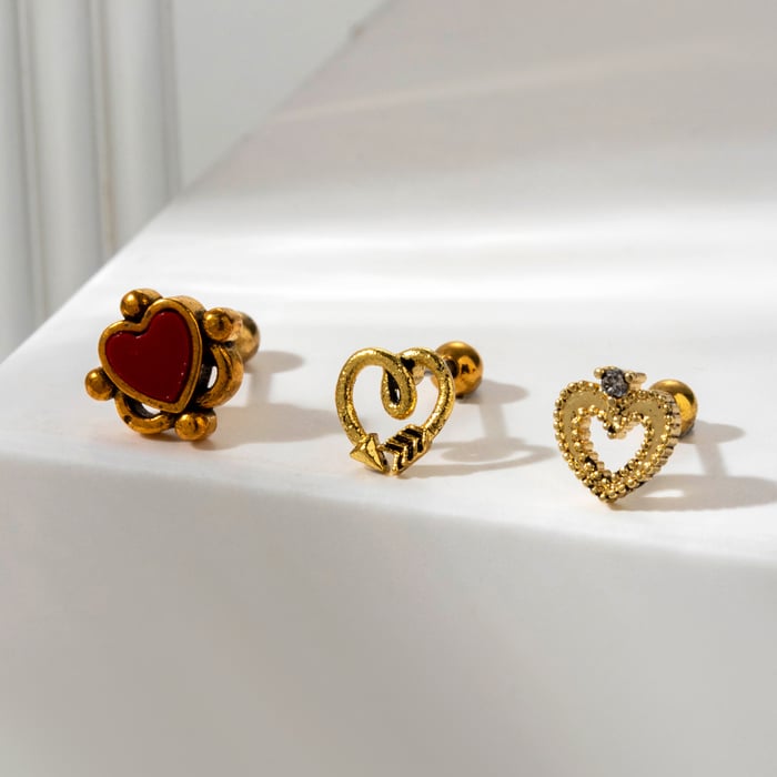 1 Piece Simple Series Classic Heart Titanium Steel No Plating Material Zircon Women Stud Earrings Picture3