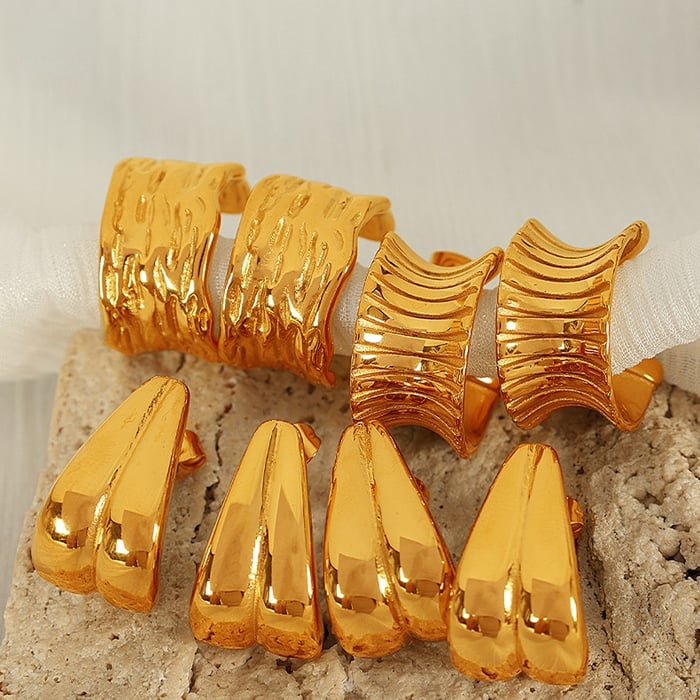 1 Paar einfache geometrische Creolen aus Edelstahl mit 18 Karat Vergoldung für Damen h5Bild7