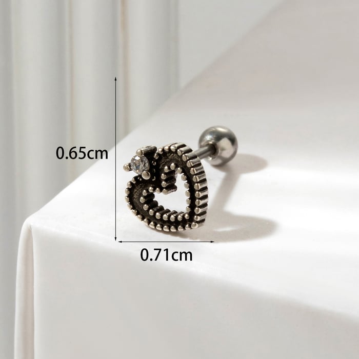 1 Stück Simple Series Klassische Herz Titan Stahl Kein Beschichtungsmaterial Zirkon Damen Ohrstecker h5Bild5